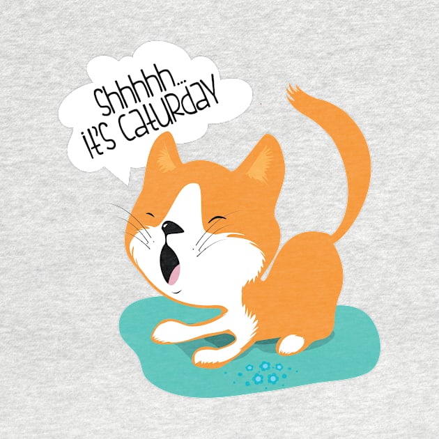 Shhh It's Caturday funny cute cat kitten feline nap t-shirt by e2productions